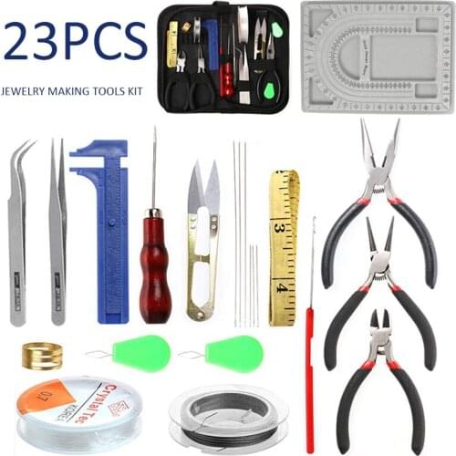 23Pcs/Set Jewelry Making Starter Tools Kit Ring Earring Hook Jewelry Making Accessory Beading Wires Pliers Repair Tool Supplies