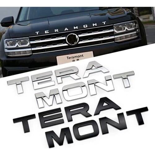 3D ABS /Metal black Letters Emblem Car Hood Trunk Sticker For Volkswagen VW TIGUANL Teramont TOUAREG Badge Accessories Chrome