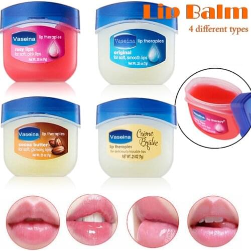 4PCS New Lip Makeup Care Vaseline Lip Therapy Petroleum Jelly Lip Balm Original Cocoa Brulee 7g 0.25 Oz