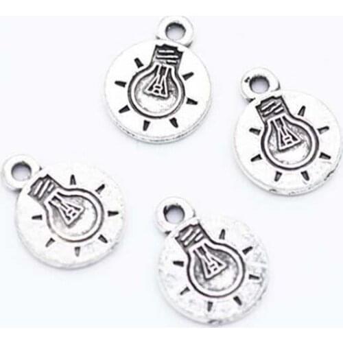 50pcs 12x10mm Zinc Alloy Lamp Bulb Charm Pendant For DIY Bracelets Jewelry Making Handmade Craft