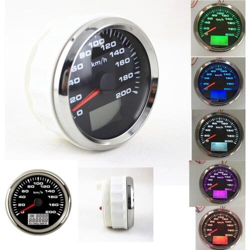 7 Colors LED Backlight 85mm GPS Speedometer Gauge Tuning LCD Odometer 200KM/H