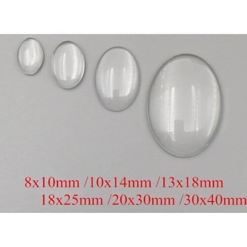 Free Shipping All Sizes Oval Clear Glass Cabochon Flat back Glass beads Jewelry Finding Cameo Pendant Settings F102