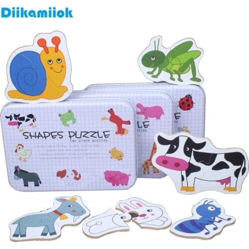 Large Size Children Wooden Puzzle Animal Insect Matching Jigsaw Puzzles Game Baby Early Education Learning Toys For Kids SL-E06