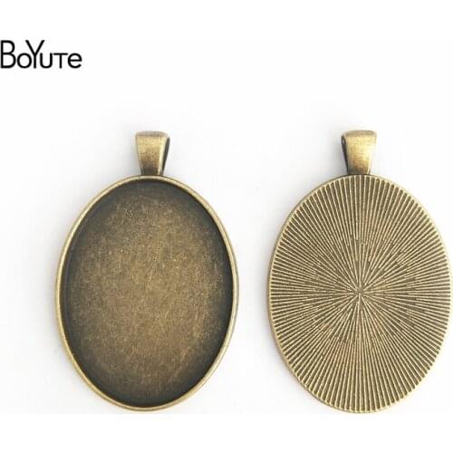 BoYuTe (20 Pieces/Lot) 40*30MM Cabochon Base Vintage Jewelry Accessories Parts Black Tray Pendants for Jewelry Making Findings