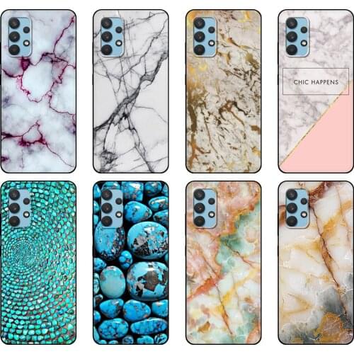 Black tpu Case For Samsung galaxy A32 A42 A52 A72 4g 5g S21 PLUS ultra back cover marble green stone