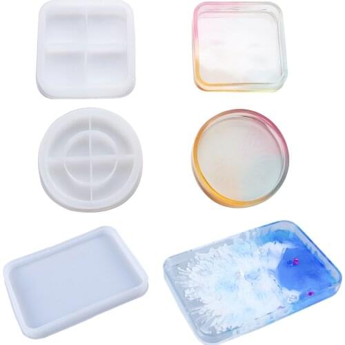 DIY Rectangle Fruit Tray Coaster Crystal Epoxy Resin Oval Storage Coaster Silicone Mold Resin Mould Casting Molds Jewelry Making