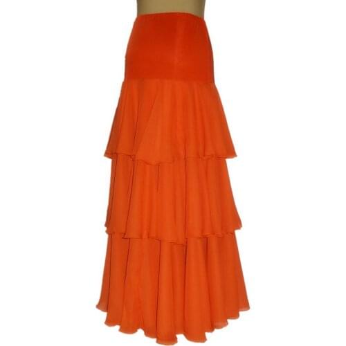 Exotic dance ballroom dancing three layers of chiffon skirt lotus fresh elegant modern dance skirt S11043