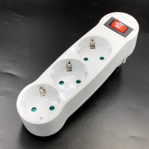 16A European Type Conversion Plug 1 TO 3 Way EU Standard Power Adapter Socket EU standard