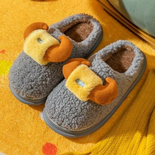 Cotton Slippers Male Plush Cute Cartoon Winter Home Thick-soled Anti-skid Warm Winter Indoor Plus Velvet Male