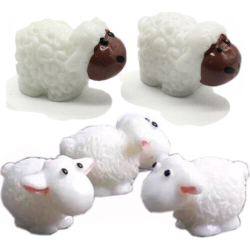 White Sheep Small Statue Figurine Animal Sheep Resin Craft Fairy Garden Home House Decor Craft Micro Landscaping Accessories