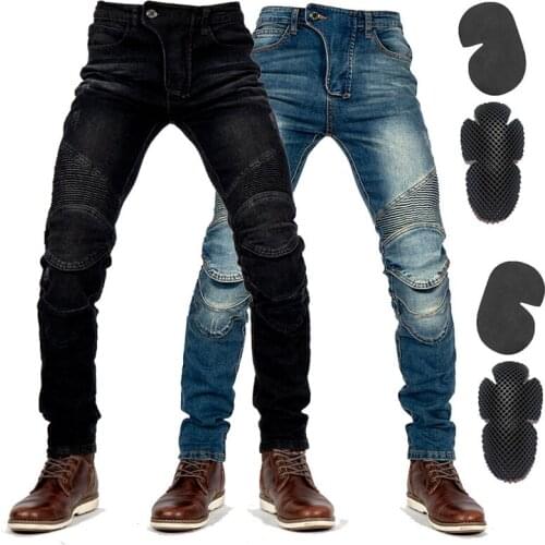 Men riding Slim fit moto jeans Motorcycle riding anti-fall pants women Motorcycle Jeans Outdoor cycling Pants with knee pads