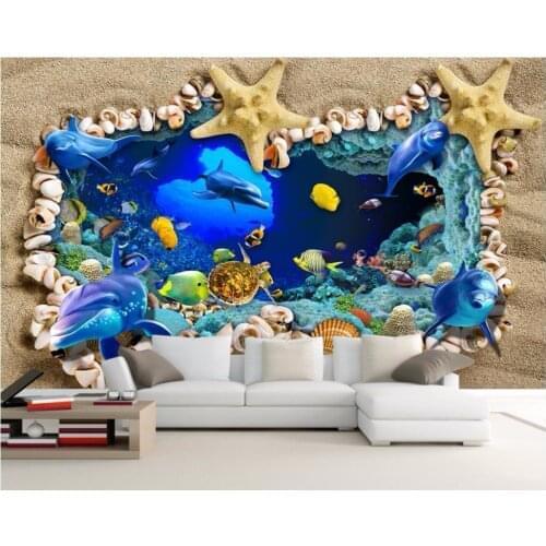 Custom mural 3d room wallpaper Starfish sand shells wall papers home decor painting 3d wall murals wallpaper for walls 3 d