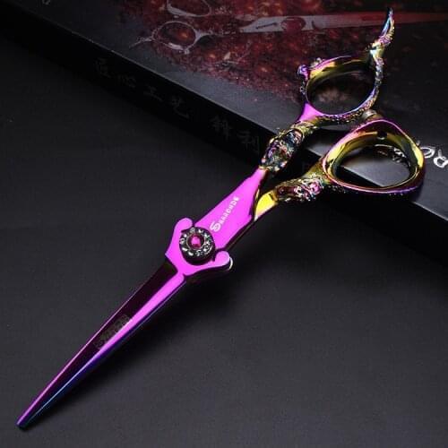 New hair salon special scissors hair stylist make thin teeth cut flat cut 5.5 "6" scissors black gold purple hair scissors