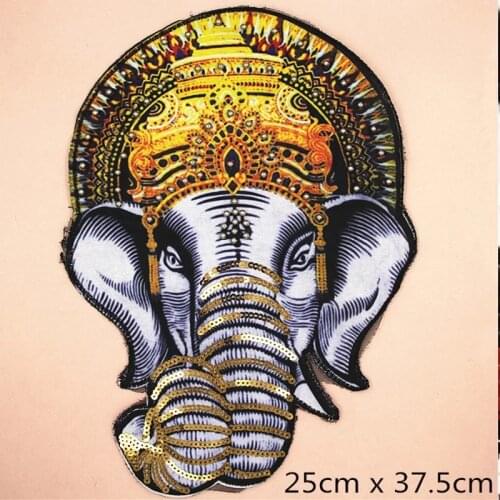 New Arrival 37.5 x 25 cm 3D Printed Patches for Clothes T-shirt Handmade Sewing Elephant Beaded Patch Repair Decoration Applique