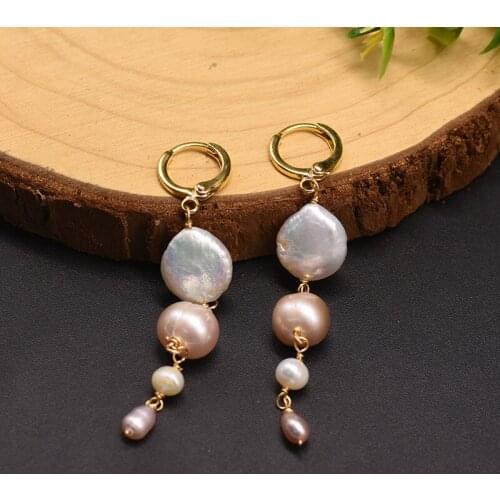 New Natural Fresh Water Baroque Pearl Long Drop Earrings for Women Wedding Party Engagement Fine Jewelry Gift Fashion Jewellery