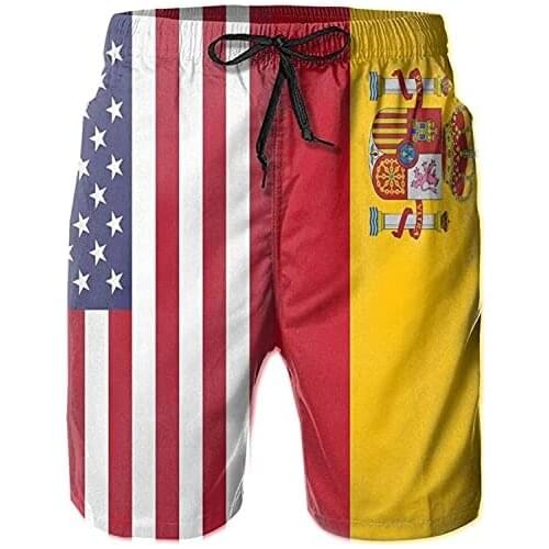 Beach Shorts Spanish Heart Mens Funny Swim Trunks Beach Shorts Pants Quick Dry with Mesh Lining and Pockets