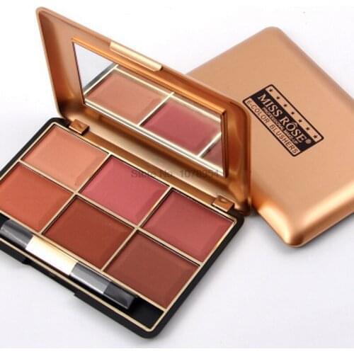 By ems or dhl 50pcs Fashion 6-Color Blushers Palette Professional Make Up Long-lasting Easy to Wear Natural Cheek Cosmetic