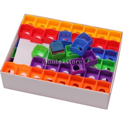 Portable 144 Pieces/Box Multicolored Billiards Snooker Pool Cue Tip Chalk Holders Cases for Billiards Player Club Pool Bar