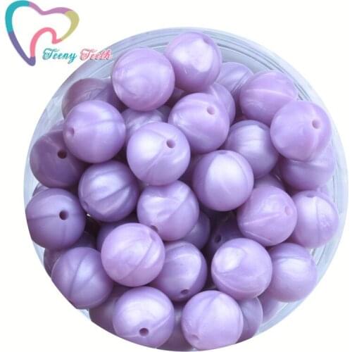10 PCS Metallic Purple Silicone Baby Teething Teether Perle Beads 9-15MM Safe Food Grade Nursing Round Silicone Necklace Beads