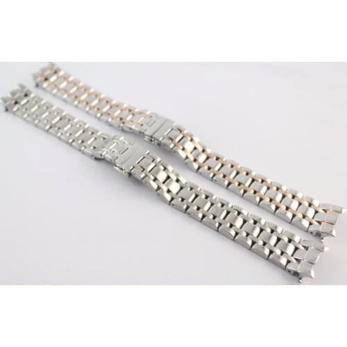 16mm T050207A T050217 New Watch Parts Solid Stainless steel bracelet Rose gold plating strap Watch Bands For T050