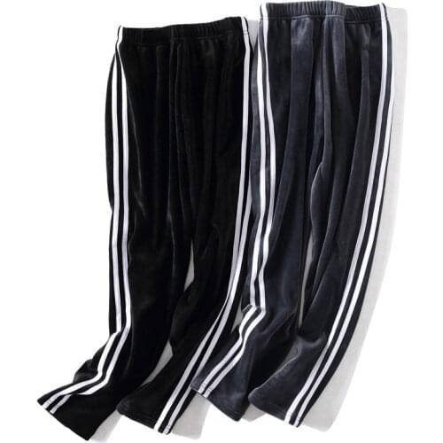 Womens Pants 2020 Winter Workout Pants Double Faced Velvet Thick Warm Plus Side Stripe Pants Clothes Sweatpants Joggers Women