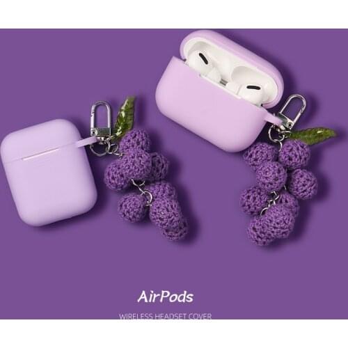 Cute Grapes Keychain Silicone Cover for Apple Airpods Pro Case Bluetooth Earphone Headphones for AirPods 1 2 Wireless Headset