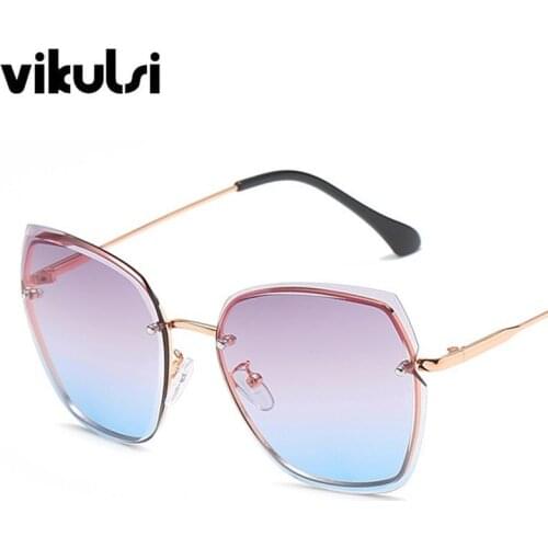 Unique Ladies Luxury Oversize Sunglasses Women Rimless Square Sun Glasses Men Shades Brand Gradient Glasses For Female UV400