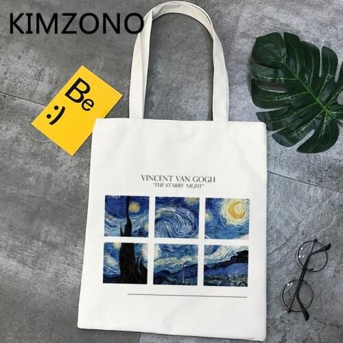Van Gogh shopping bag canvas shopper tote cotton jute bag handbag bag foldable woven tote bolsa compra cabas