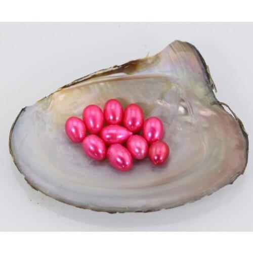 Brightly colored rainbow Rice Oval charming pearls loose pearl beads Surprise meaningful present Rose Red Free Shipping LO007
