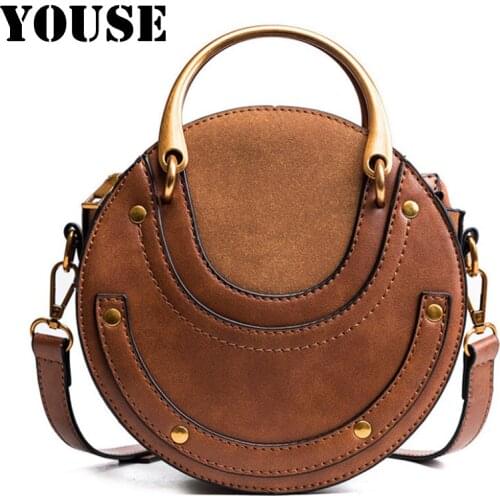 YOUSE Brand 2020 New Womens Small Round Bag Fashion Frosted Patchwork Versatile One-shoulder Cross-body Bag for Women Handbags