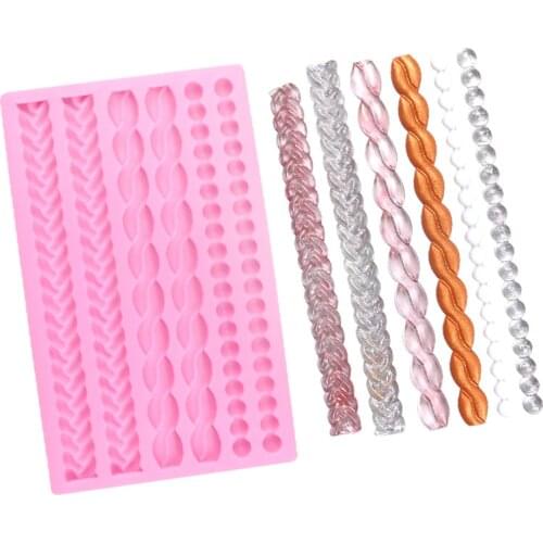 Pearl braided chain fondant silicone mold Cake decorating tools Epoxy mold DIY decoration ideas