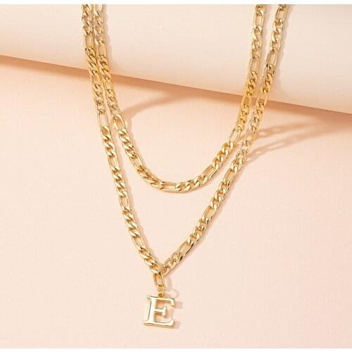 Vintage Simples Luxury Double Layer Letter E Necklace For Women Graceful Gold Color Necklaces Party Jewelry Accessories Gift