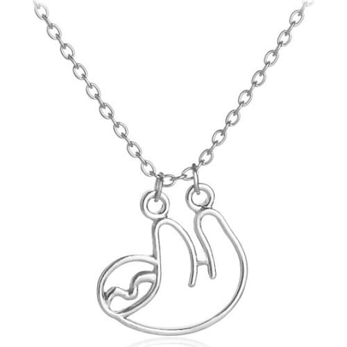 1 Cute animal hollow fun little sloth pendant necklace geometric Origami monkey sloth Nice Gift for Friendsy necklace jewelry