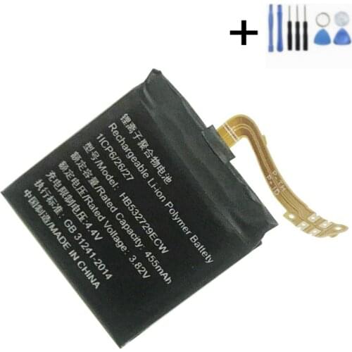 1x 455mAh Battery Replacement For Huawei Watch GT2 GT 2 46mm HB532729ECW Batteries + Repair Tools kit