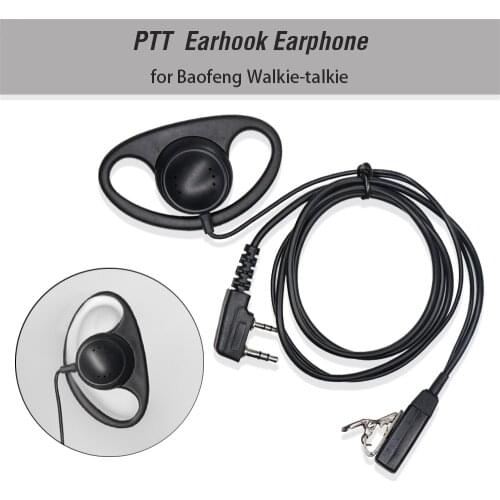 2 Pin D-Shape Covert Ear Hook Earpiece MIC PTT Mic Headset Earphone For Kenwood For Baofeng BF-888S UV-5R UV-82 Walkie Talkie