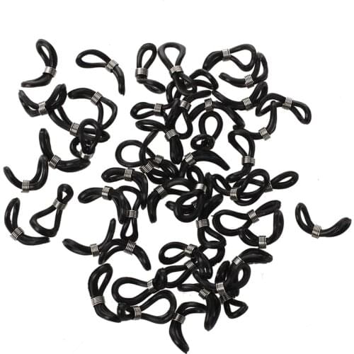 50 X Black Cord Ends for Eyeglasses Chain Holder 25x4mm HOT