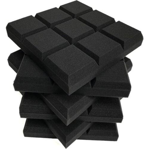6 Pack 30X30X5cm Acoustic Foam Panels, Beveled 9 Block Tiles, Sound Panels Wedges Soundproof Sound Insulation Absorbing Retail