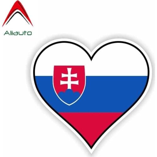 Aliauto Fashion Car Sticker Heart Slovakia Flag Vinyl Decal Cover Scratches for Mercedes W204 Hyundai Ix35 Toyota,11cm*11cm