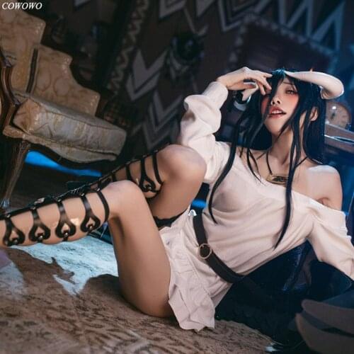 Anime! Overlord Albedo Battle Suit Lovely Dress Uniform Cosplay Costume Halloween Outfit Knitwear Dailydress Women Free Shipping