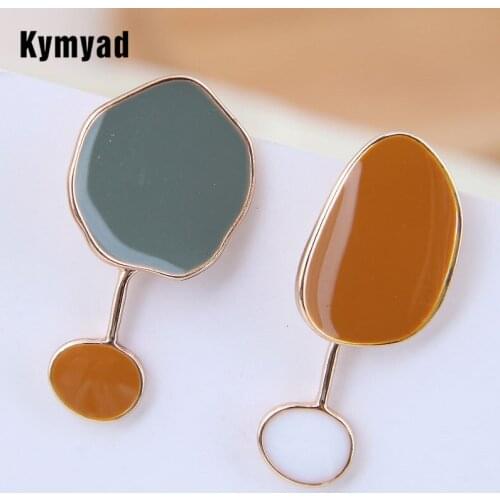 Kymyad Asymmetrical Drop Earrings For Women New Enamel Earings Fashion Jewelry Summer Colorful Statement Boucle oreille Femme