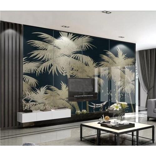 Modern simple atmosphere light luxury forest elk coconut tree TV background wall decoration wallpaper murals