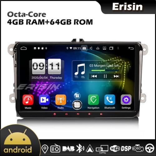 Erisin 8791 9" Octa Core Android 10.0 CarPlay & Auto GPS DSP 4G DAB Autoradio for VW Golf Passat Tiguan Polo Eos Seat Skoda