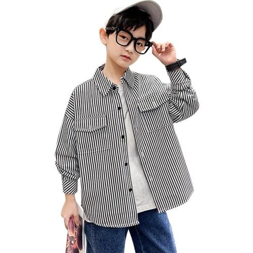 Blouse For Boys Solid Color Boys' Shirts Casual Style Blouses Childrens For Boys Spring Autumn Kids Clothes Boys