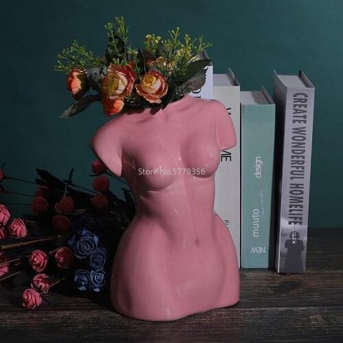 Body Art Ceramic Woman Nude Sculpture Vase Creative Abstract Flower Pot Home Decoration Accessories Artwork Decoration
