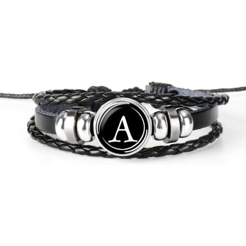 Lucky Vintage Mens Leather Bracelet 26 Print Letter Fashion Charm Multi Layer Braided Women Punk Rock Style Bracelet For Men