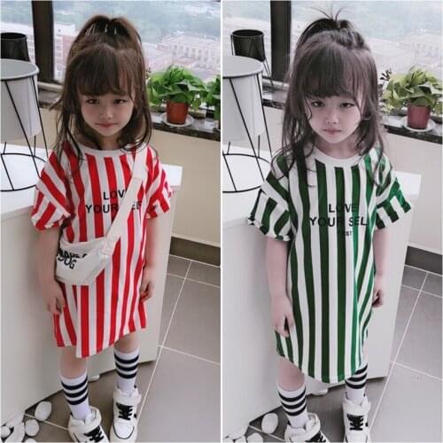 Kids Dresses Girl Striped Sundress Cotton Kids Dresses For Girls Summer Casual Back To School Clothes For Girls 2 4 5 6 7 8 Year