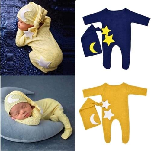 Baby Newborn Photography Props Hat Baby Girl Boy Romper Bodysuits Outfit Baby Photography Costume Clothing