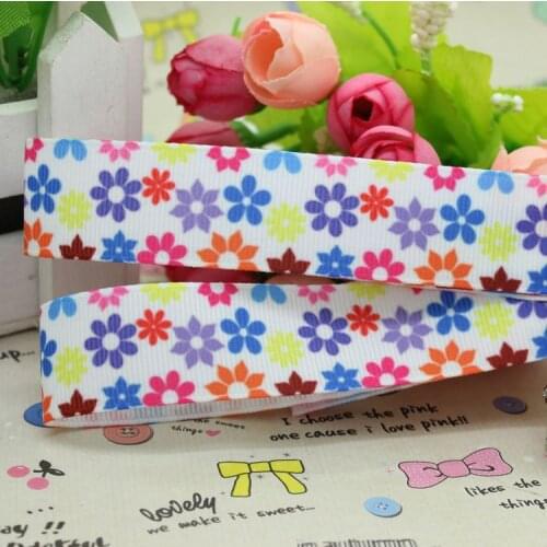 DHK 7/8'' 5yards flowers printed grosgrain ribbon hair bow diy party decoration OEM Wholesale 22mm E668