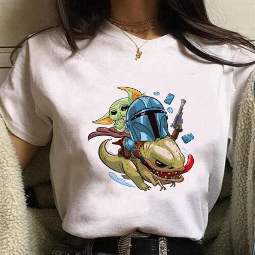 Disney Funny Mandalorian Printed Cute Shirts for Teens 2021 Plus Size Harajuku Summer Clothes T-shirt Spain Hot Selling Mujer