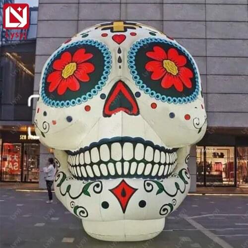 Giant Inflatable Cartoon Skull Air Model Toy with Led Lighting for Market Playground Halloween Festival Decoration